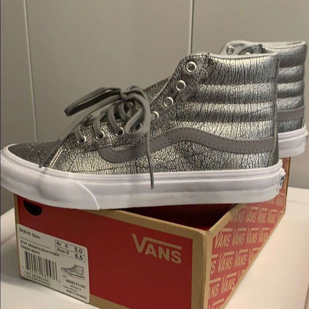 Vans Silver Metalic Foil SK8 Hi Slim